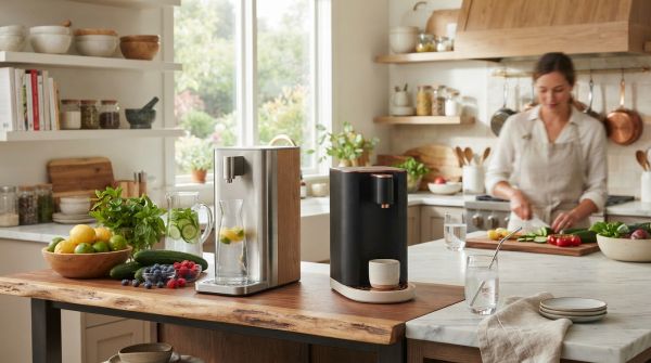 Chic water dispenser designs to enhance your hydration routine in a diet-focused kitchen