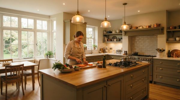 Elevate your culinary space: achieving perfect balance between natural and artificial lighting